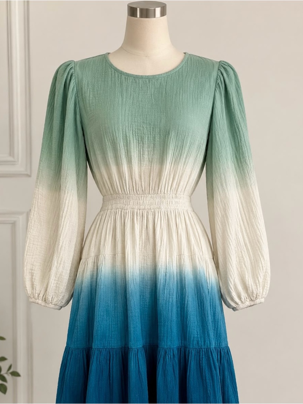 Universal Thread Ombre Midi Dress in Teal, Ivory & Blue